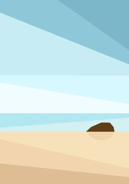 Blaue Strandlandschaft Mit Silhouette Vektor Illustration Hintergrund Für Plakate Banner — Stockvektor