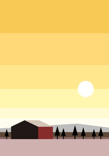 Сучасна Мінімалістична Абстрактна Ілюстрація Плакати Фермерських Будинків Вдень Природа Абстрактний — стоковий вектор