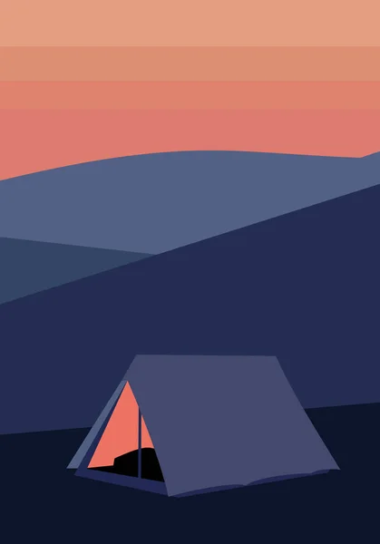 Moderne Minimalistische Abstrakte Illustration Zelten Hintergrund Der Nacht Natur Abstrakte — Stockvektor