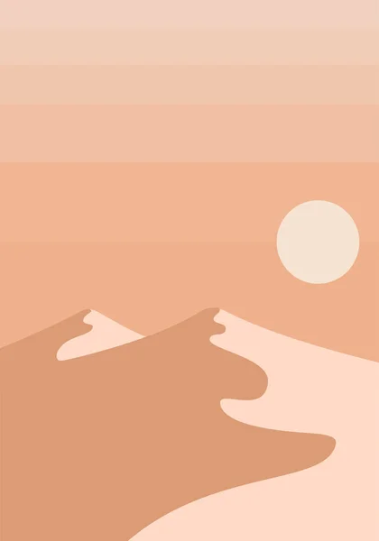 Современная Минималистская Абстрактная Иллюстрация Естественный Абстрактный Пейзаж Небо Пустыня Солнце — стоковый вектор