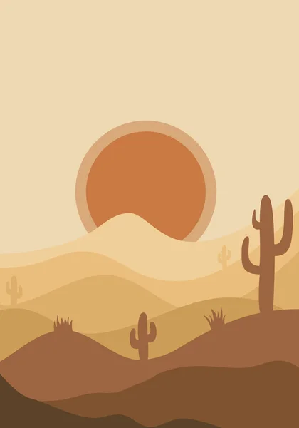 Moderne Minimalistische Abstrakte Illustration Natürliche Abstrakte Landschaft Hintergrund Sonne Himmel — Stockvektor