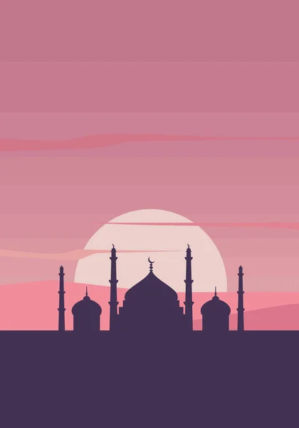 Mobile Wallpaper Modern Minimalist Abstract Mosque Landscape Background Vector Illustration — Stock Vector