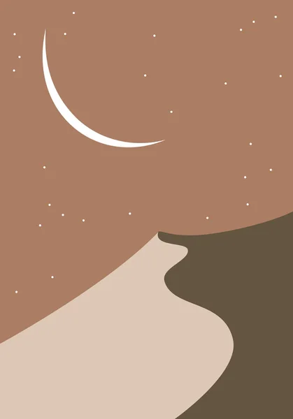 Σύγχρονη Μινιμαλιστική Αφηρημένη Απεικόνιση Φυσικό Αφηρημένο Τοπίο Φόντο Φεγγάρι Ουρανός — Διανυσματικό Αρχείο