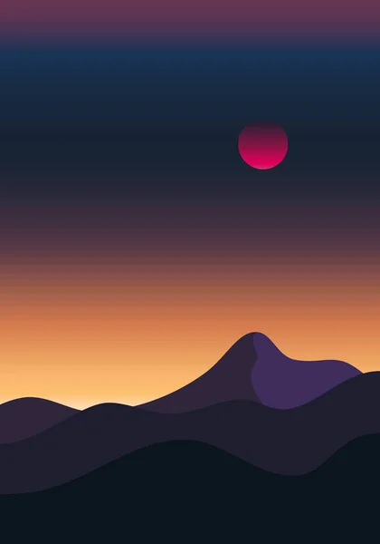 Σύγχρονη Μινιμαλιστική Αφηρημένη Απεικόνιση Φυσικό Αφηρημένο Τοπίο Φόντο Ήλιος Ουρανός — Διανυσματικό Αρχείο