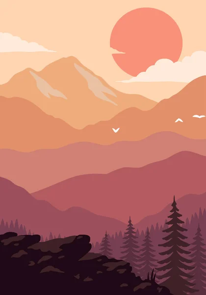 Moderne Minimalistische Abstrakte Illustration Natürliche Abstrakte Landschaft Hintergrund Sonne Himmel — Stockvektor