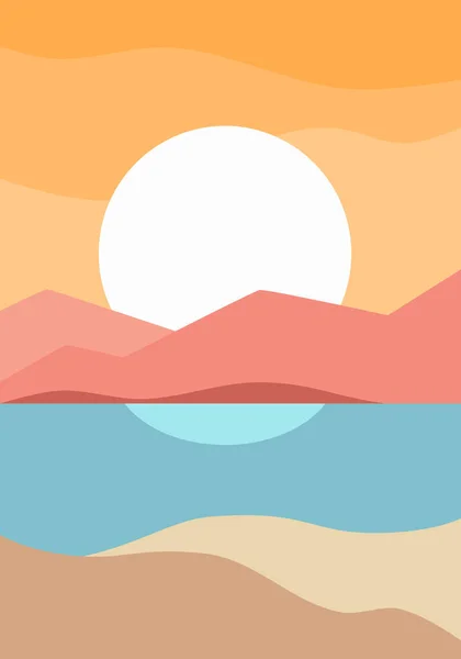 Moderne Minimalistische Abstrakte Illustration Natürliche Abstrakte Landschaft Hintergrund Strand Morgen — Stockvektor