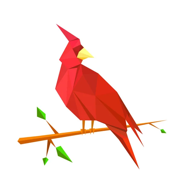 Imagen Arte Polígono Pájaro Cresta Roja Ilustración Vectorial — Vector de stock