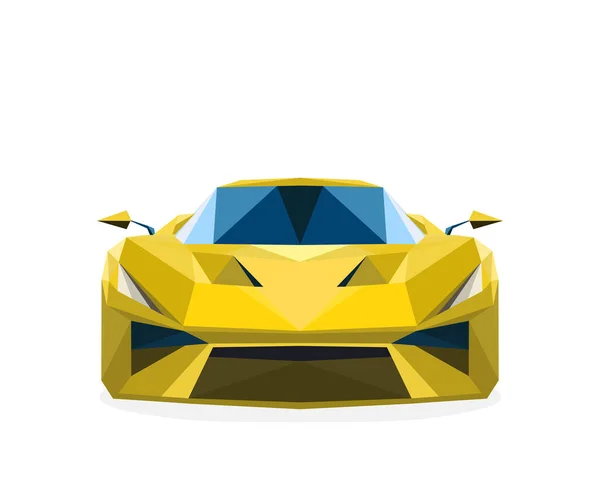 Polygonové Sportovní Auto Nízké Poly Žluté Auto Vektorové Ilustraci — Stockový vektor
