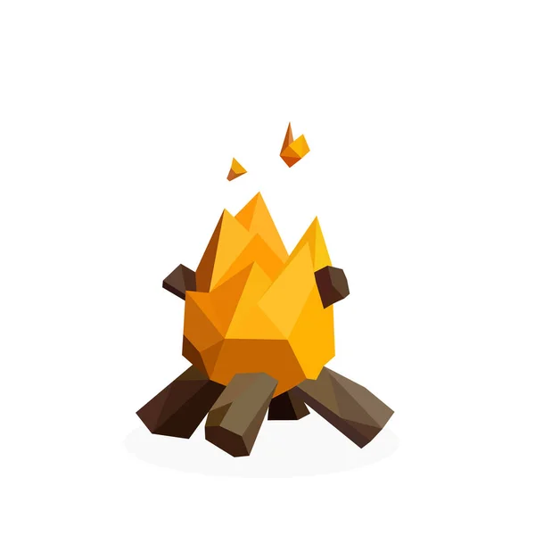 Bild Des Polygonalen Brennholzes Lagerfeuer Logo Vektor Illustration — Stockvektor