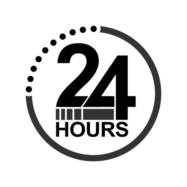 twenty four hour icon Vector Illustration for web and app. 24 hour logo vector.