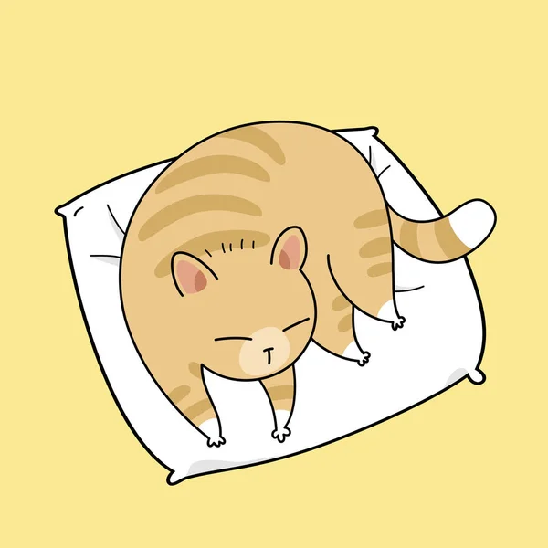 Lindo Gato Durmiendo Almohada Gato Dibujos Animados Para Web Diseño — Archivo Imágenes Vectoriales