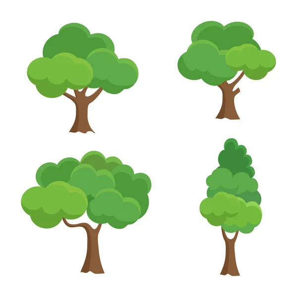 Colección Árboles Ilustración Vectorial Árbol Dibujos Animados — Vector de stock