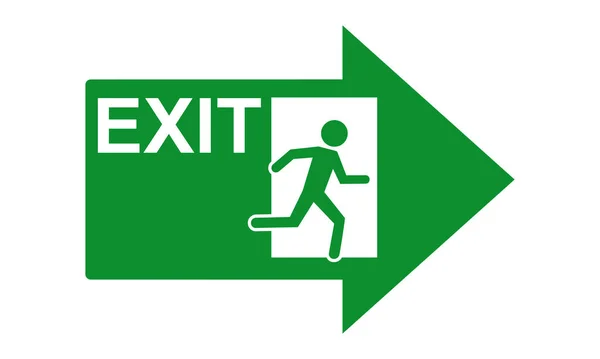 Rigt Exit Tecken Grönt Och Vitt För Nödsituation — Stock vektor
