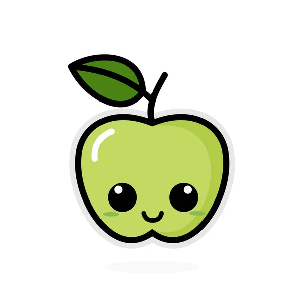 Icône Apple Logo Pomme Kawaii Illustration Vectorielle Autocollant Fruits — Image vectorielle