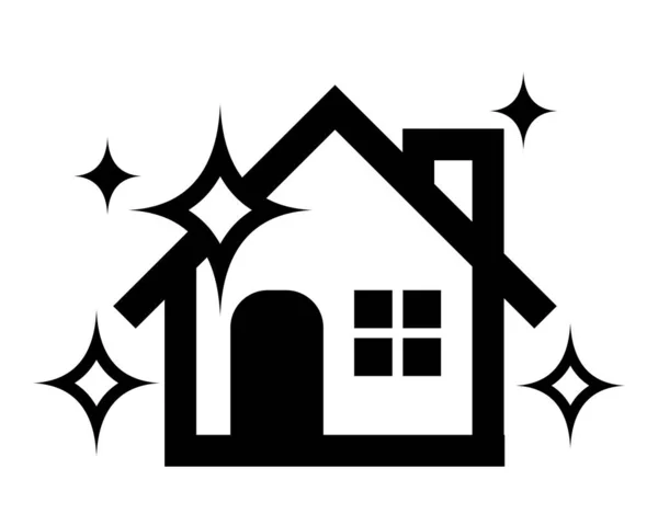 Icona Della Casa Pulita Con Frizzante Illustrazione Sfondo Bianco Isolato — Vettoriale Stock
