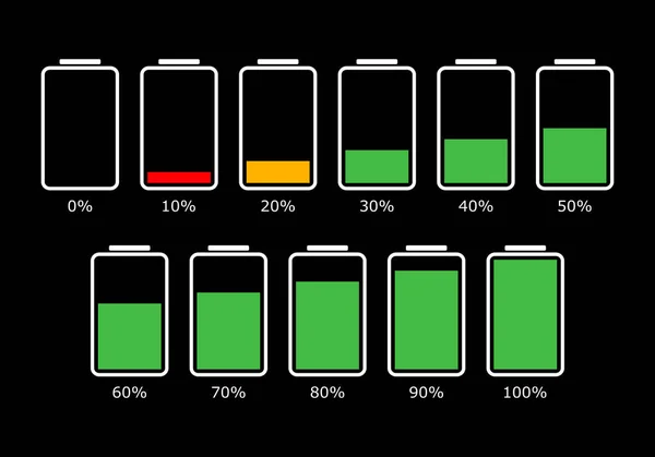 Batteria Icona Impostata App Web Design Dell Icona Dell Interfaccia — Vettoriale Stock