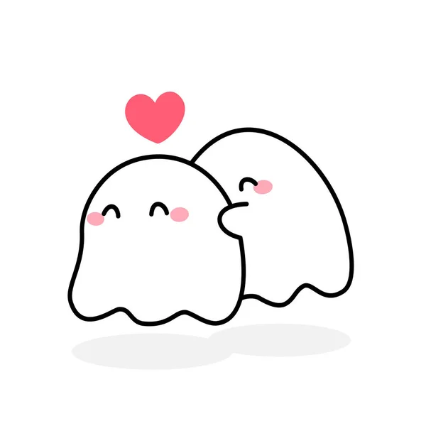 Ghost Icon Love Ghost Doodle Vector Illustration — Stock Vector