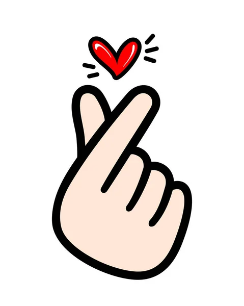 Parmaklı Kalp Kore Aşk Işareti Vektör Illüstrasyonu Sevgililer Günü Poster — Stok Vektör