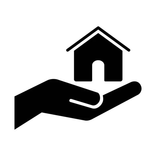 フラットスタイルのホームケアアイコン 白い隔離された背景に手を握りなさい家のベクトルイラスト 質の高いビジネスコンセプトの構築 — ストックベクタ