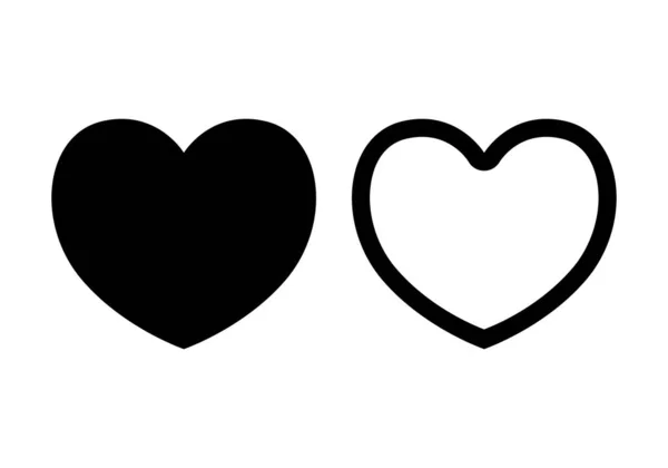 愛アイコン固体とアウトライン ウェブやアプリのための黒い心 バレンタインのハートシンボルよ ハートシルエットベクトルイラスト — ストックベクタ