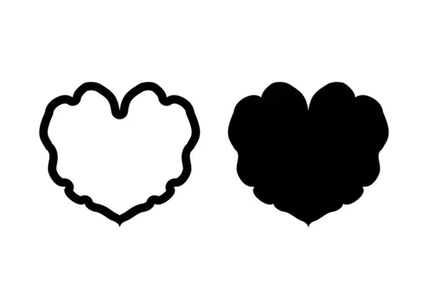 Icône Contour Solid Love Coeur Noir Pour Web Les Applications — Image vectorielle