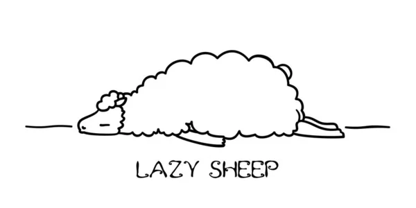 Lazy Sheep Cartoon Sheep Sketch Isolated White Background — Stock Vector