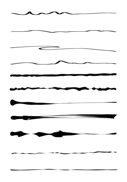 Set Vernici Disegnate Mano Linee Scarabocchio Astratte Linee Disegno Matita — Vettoriale Stock