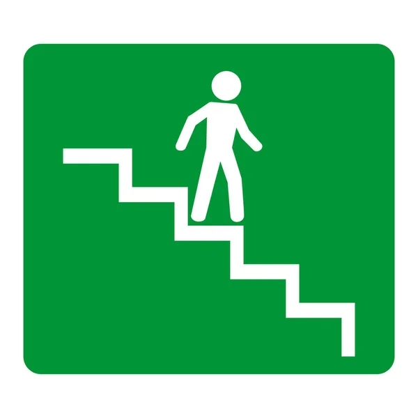 Merdivenlerde Koşan Adam Yangın Alarmı Için Çıkış Tabelası Vektör Illüstrasyonu — Stok Vektör