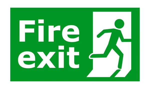 Grünes Ausfahrtsschild Auf Weißem Hintergrund Für Den Notfall Feuerausgangsschild Symbol — Stockvektor