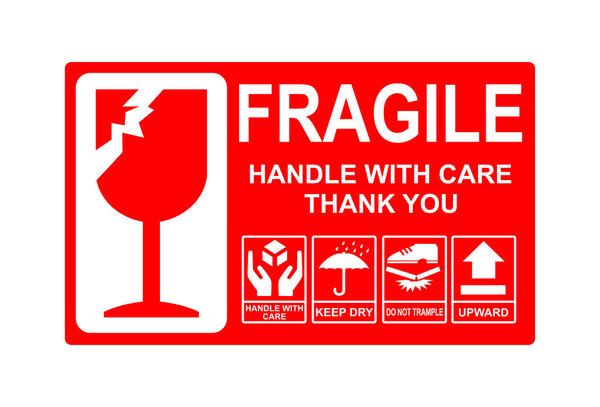 Packaging Label - Fragile- Just Print and Use. Vector illustration