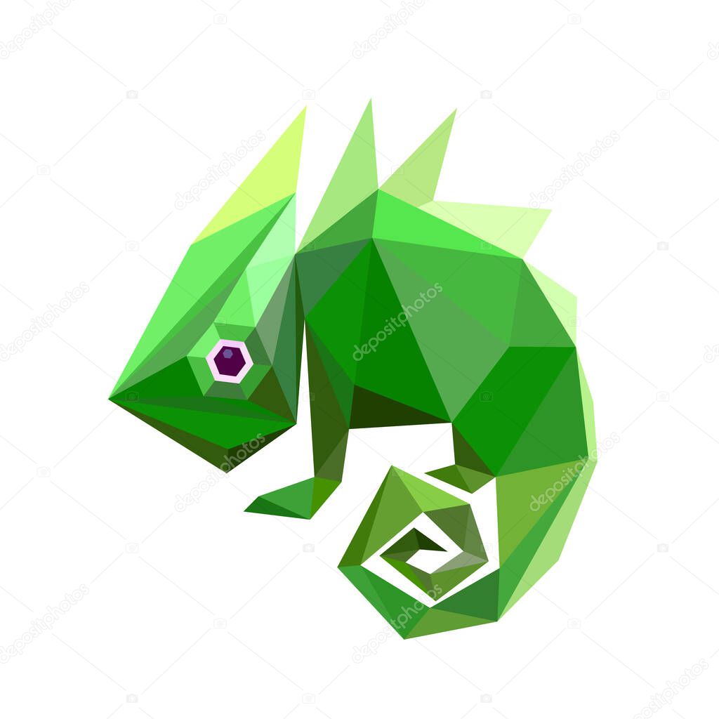 Polygonal chameleon art image. vector illustration