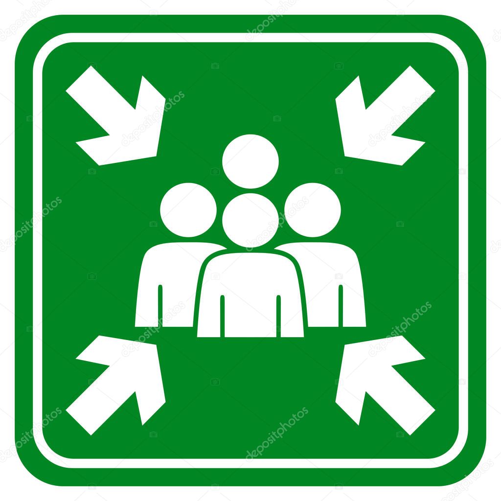 Fire Assembly Point Vector on green and white for emergency