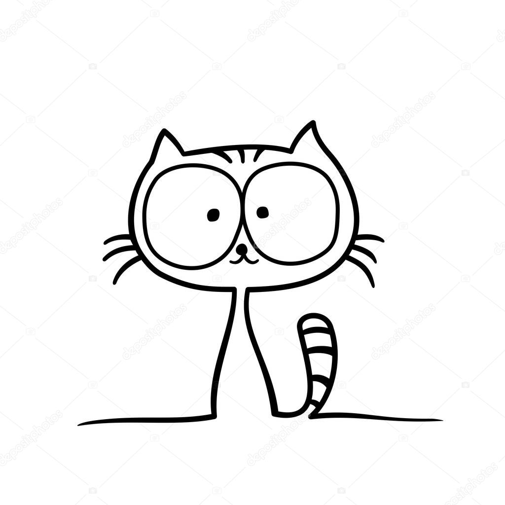Cat is sitting. cat logo Isolated on white background