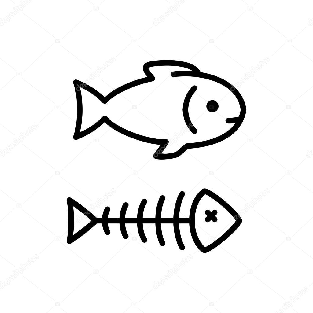 fishbone vector icon. Fish outline logo on white background