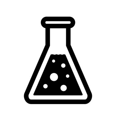 Kimyasal test tüpü ikonu. Sıvı ile basit bir vektör kimya ikonu. Vektör illüstrasyonu.