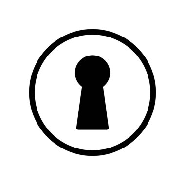 Anahtar deliği simgesi. Kilit logosu şirketler, simgeler ve diğerleri için kullanılabilir. Vektör illüstrasyonu.