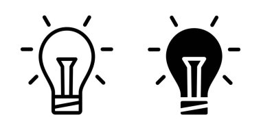 Ampul çizgisi simgesi. Beyaz arkaplanda vektör logosu var. Vektör illüstrasyonu.