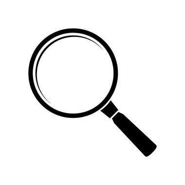 Büyüteç ya da arama simgesi, beyaz arkaplanda izole edilmiş düz vektör grafiği. Vektör illüstrasyonu.