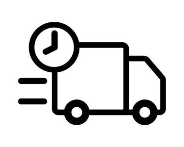 Uygulamalar ve web siteleri için hızlı nakliye kamyonu düz vektör simgesi. vektör illüstrasyonu.