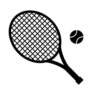 Beyaz arka planda tenis raketi ikonu. vektör illüstrasyonu.