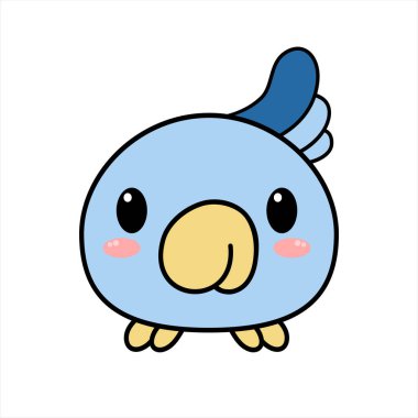 Papağan Kuş. Sevimli çizgi film hayvanları izole edilmiş beyaz arka plan. Bir papağan kuşunun vektör yüzü