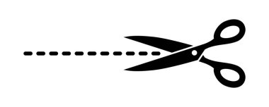 Buradan kes, makas simgesi. Vektör İllüstrasyonu.