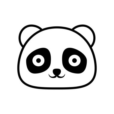 Panda ikonu. Pandanın çizgi film yüzü. sevimli basit hayvan yüzlü vektör