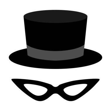 Smokin şapkalı maske ikonu. Web için vektör illüstrasyonu
