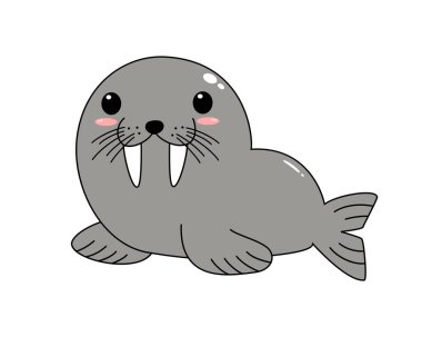 Deniz aygırı çizgi filmi. Çocukların tasarladığı tişört için sevimli, basit bir hayvan. Vektör illüstrasyonu.