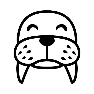 Deniz aygırı ikonu. Deniz aygırının çizgi film yüzü. sevimli basit hayvan yüzlü vektör