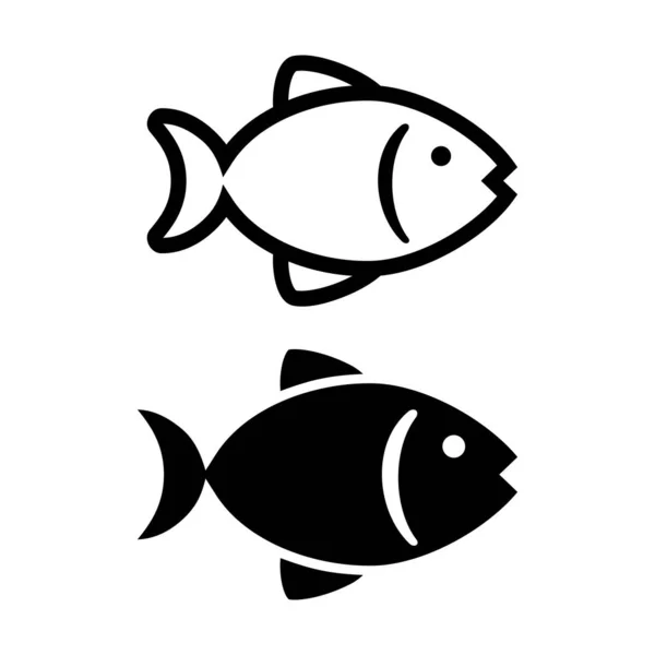 Balık ikonu vektörü. Beyaz arka planda balık logosu. vektör illüstrasyonu.