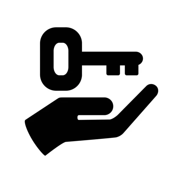 Schlüsselsymbol Mit Isolierter Hand Auf Weißem Hintergrund Vektorillustration — Stockvektor