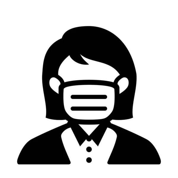 Ícone Máscara Médica Mulheres Ícone Vetor Isolado Fundo Branco Máscara —  Vetores de Stock