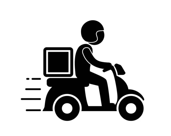 Shipping Fast Delivery Man Riding Motorcycle Icon Symbol Pictogram Flat — Stock Vector